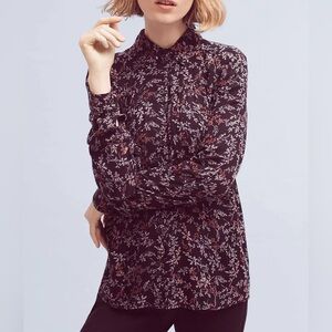Maeve Bainbridge Buttondown Black Motif Black and Red Floral Blouse